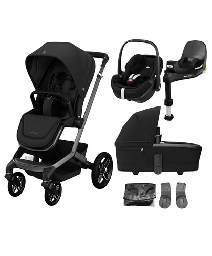 Maxi Cosi Pushchairs Maxi Cosi Fame Pushchair Bundle With Pebble 360 Pro 2 Car Seat & Base – Black with Black Wheels