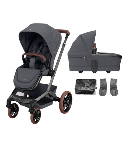 Maxi Cosi Pushchairs Maxi-Cosi Fame Pushchair & Carrycot - Graphite with Brown Wheels