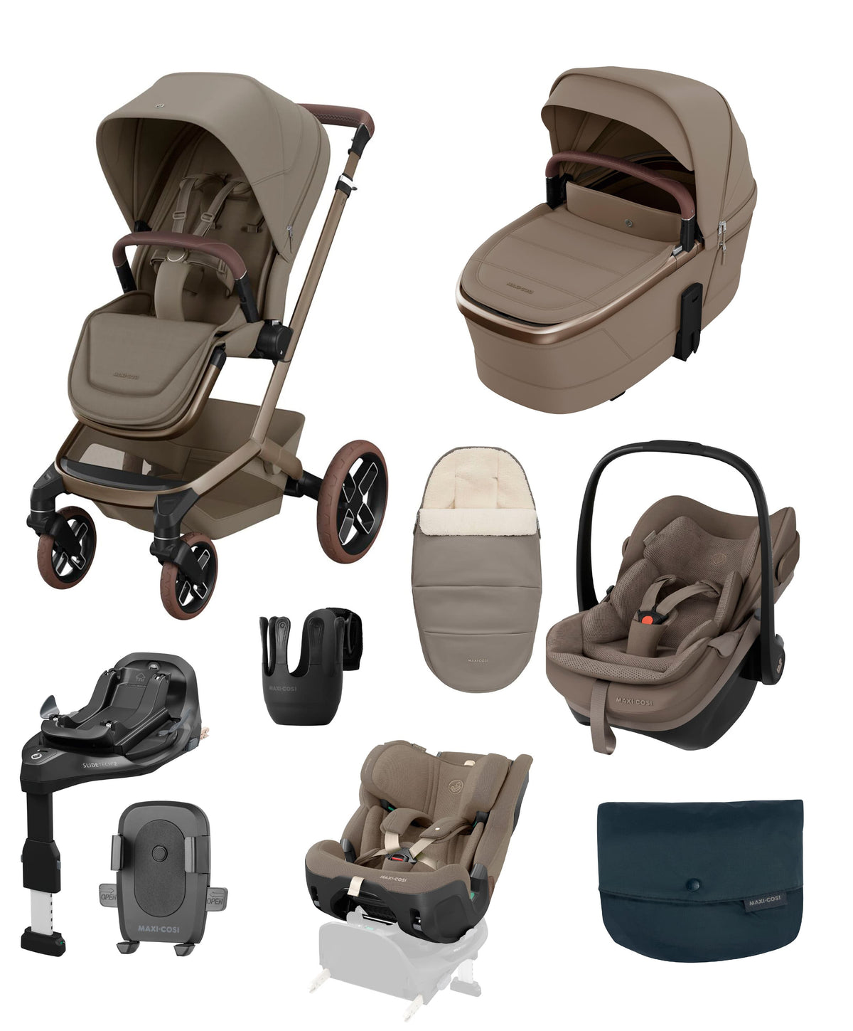 Maxi Cosi Pushchairs Maxi-Cosi Fame Ultimate Pushchair Bundle with Maxi-Cosi Pebble Pro & Maxi-Cosi Pearl XL Slide Pro Car Seat - Oak Truffle
