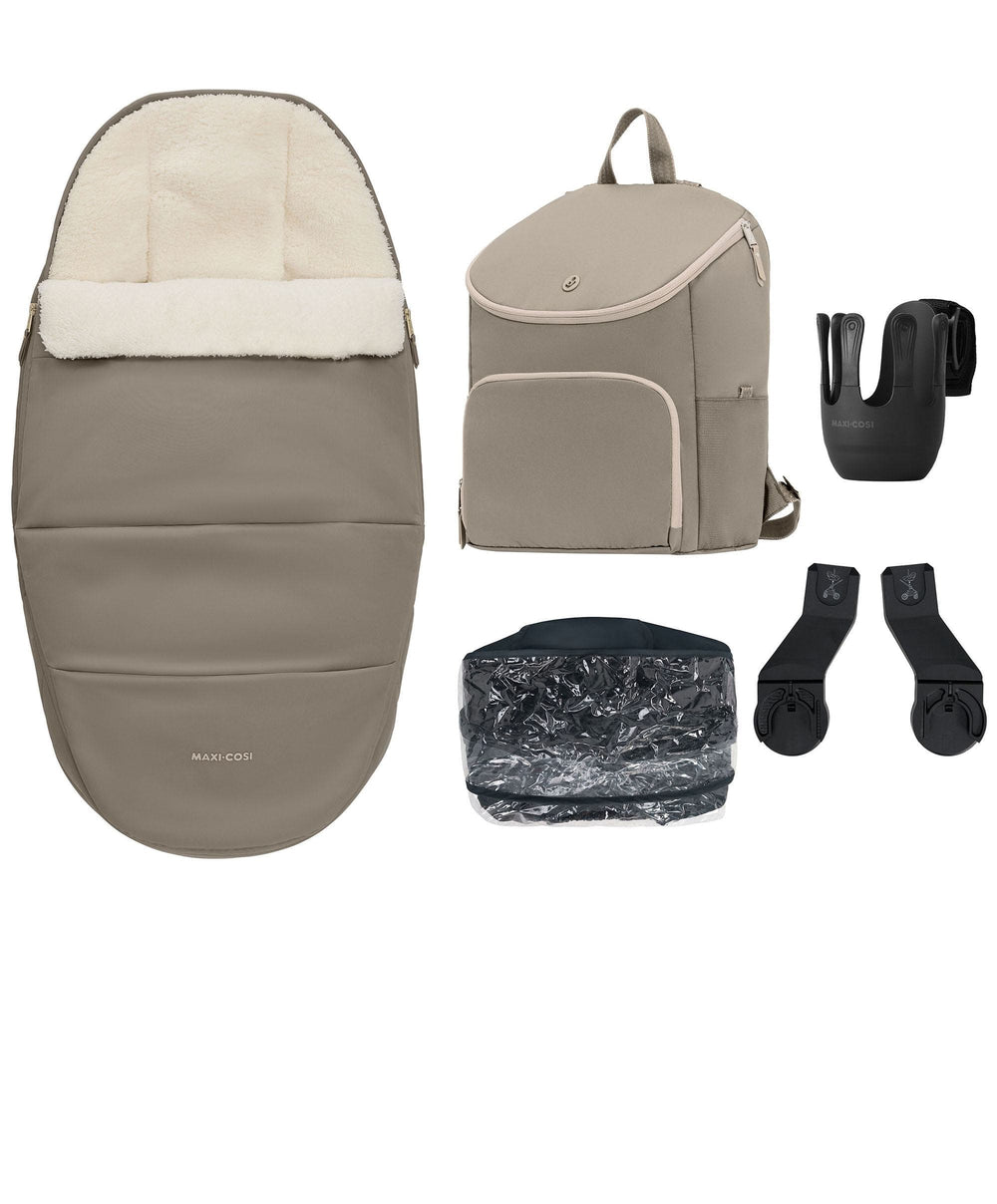 Maxi Cosi Pushchairs Maxi-Cosi Oxford+ Complete Pushchair Bundle with Maxi-Cosi Pebble Slide Pro Car Seat &amp; Base - Oak Truffle