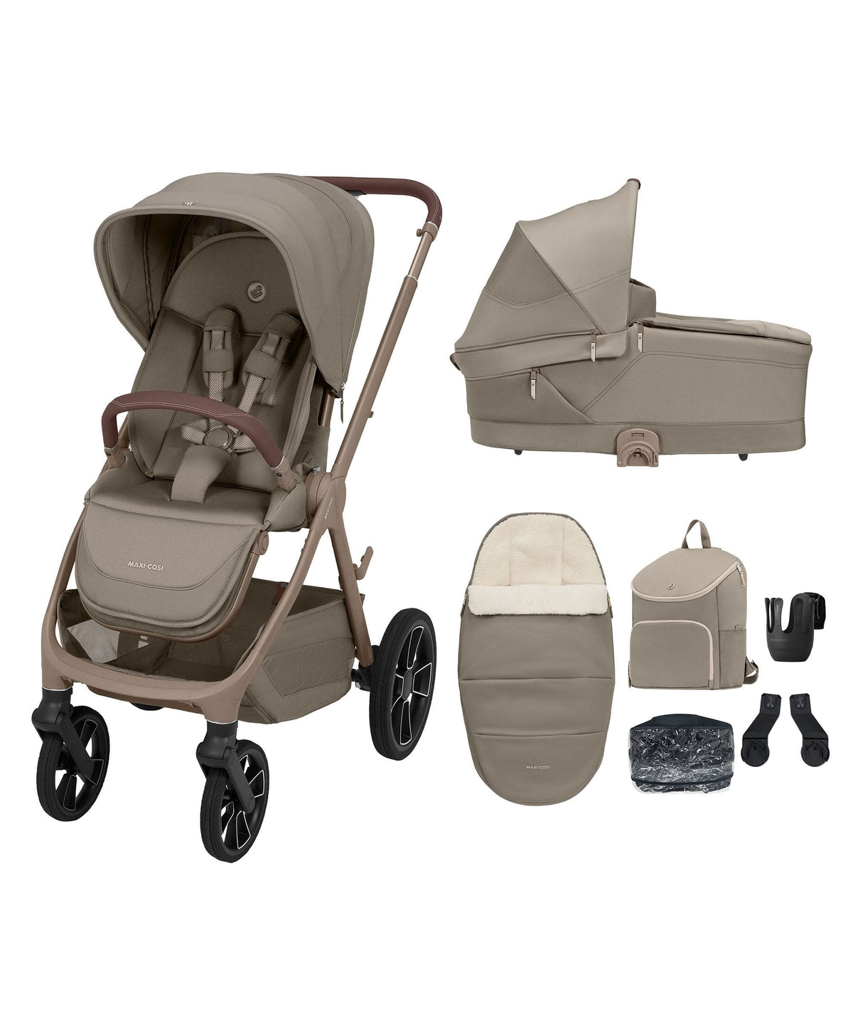 Maxi Cosi Pushchairs Maxi-Cosi Oxford+ Pushchair & Carrycot Essential Bundle -  Onyx Black