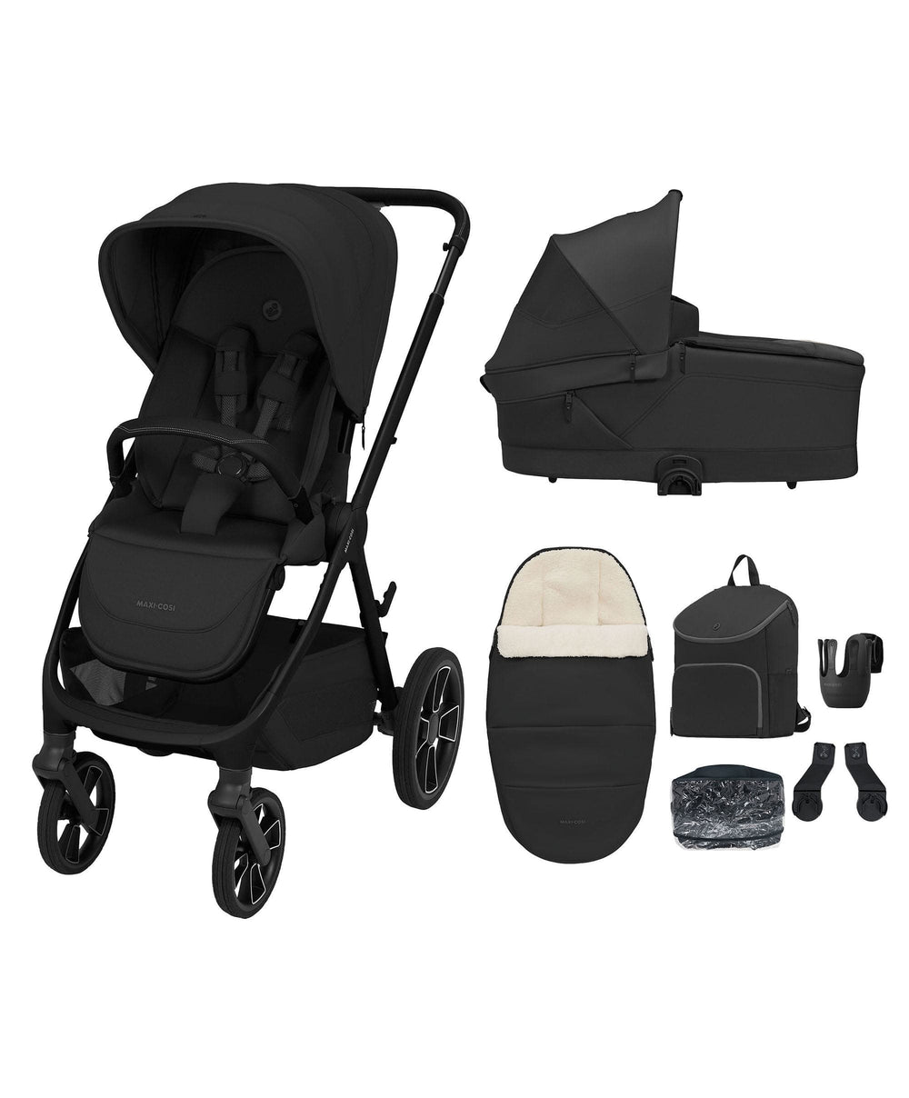 Maxi Cosi Pushchairs Maxi-Cosi Oxford+ Pushchair &amp; Carrycot Essential Bundle -  Onyx Black