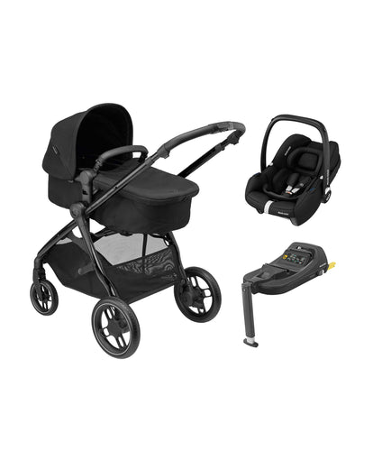 Maxi Cosi Pushchairs Maxi-Cosi Zelia³ Luxe Pushchair Bundle with CabrioFix i-Size (3 pieces) - Twillic Black