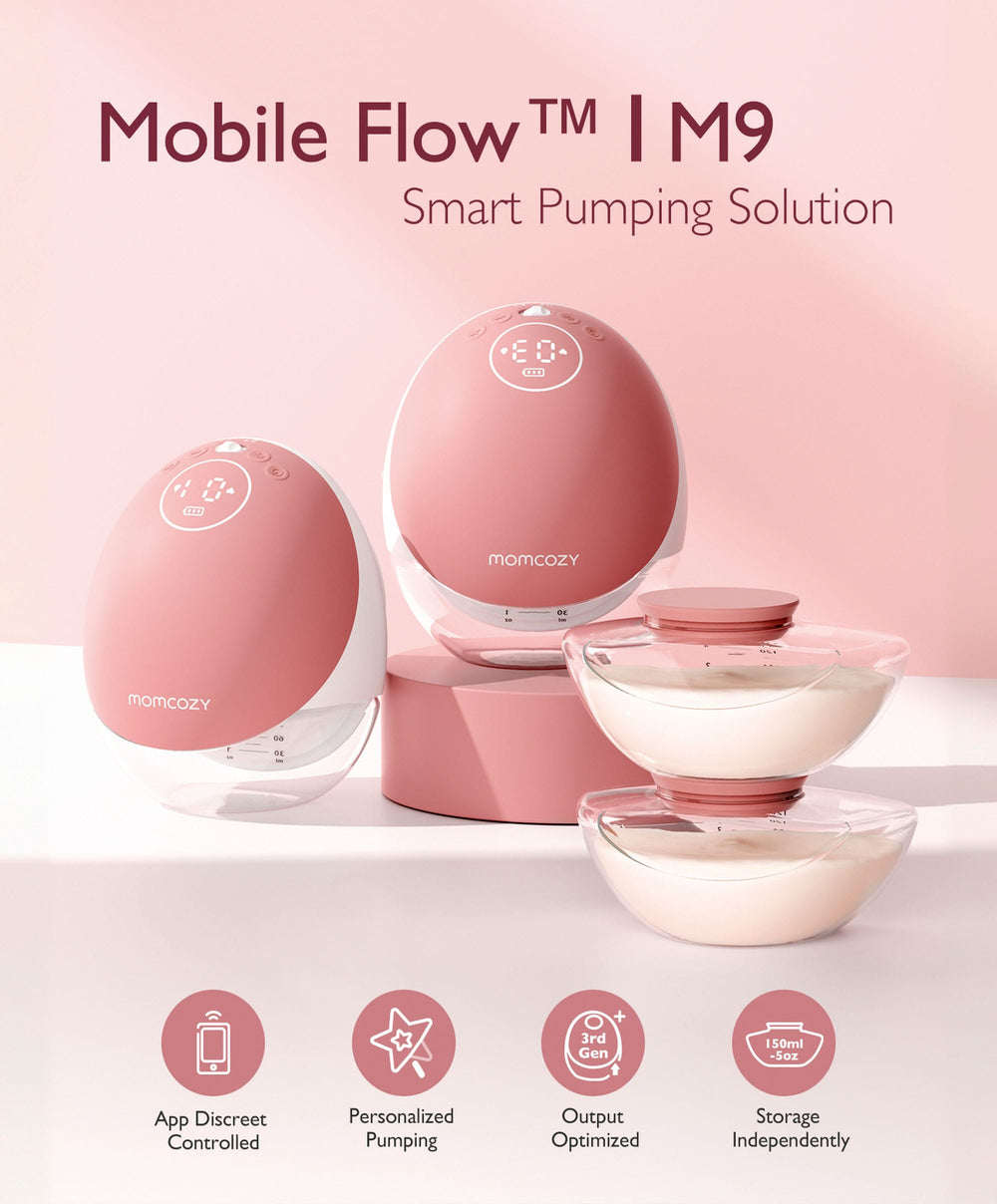 Momcozy Breastfeeding Momcozy M9 Single Breast Pump - White/Pink