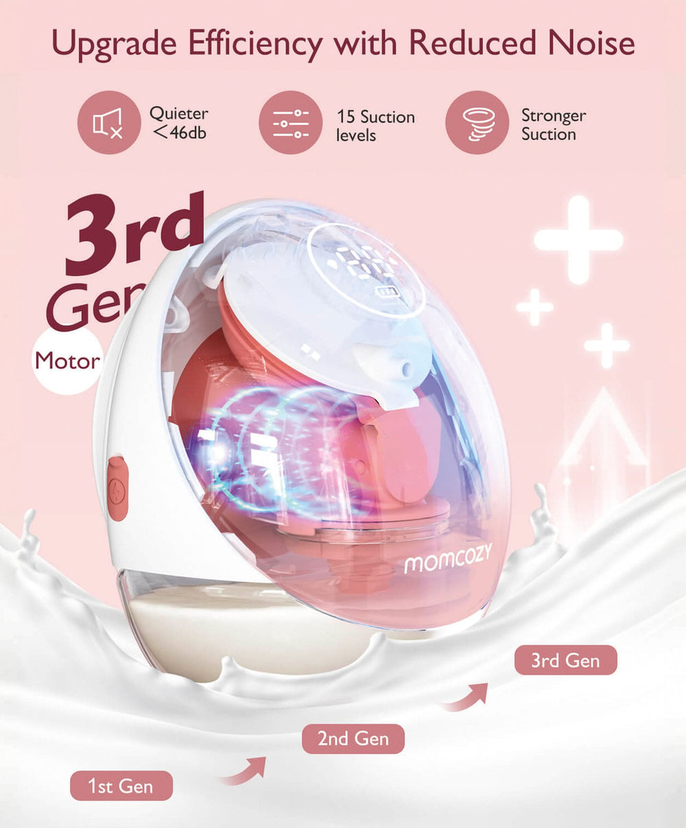 Momcozy Breastfeeding Momcozy M9 Single Breast Pump - White/Pink
