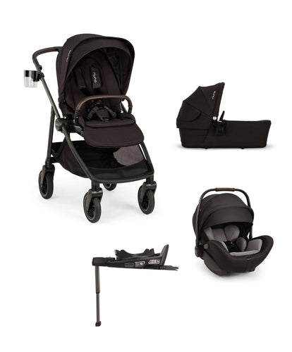 Nuna Pushchairs Nuna SWIV Pushchair Bundle with ARRA Flex Car Seat & BASE Curv Base - Caviar