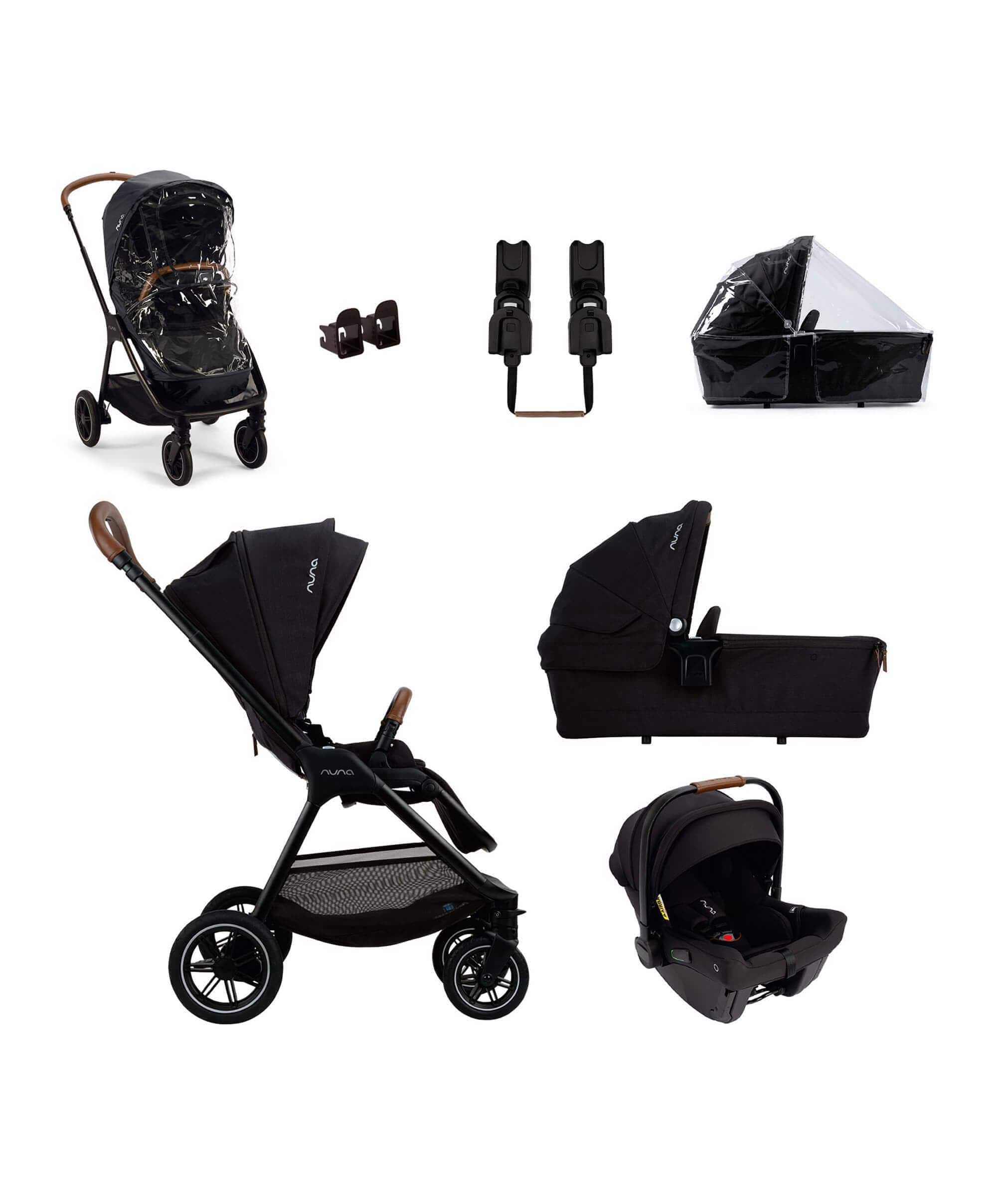 TRIV Next Pushchair 3 Piece Bundle inc. PIPA Urbn Car Seat Caviar