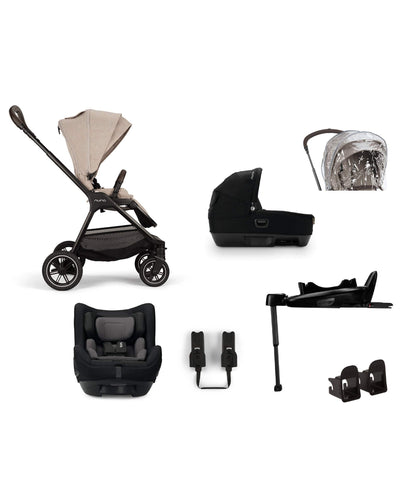 Nuna Pushchairs Nuna Triv Next Pushchair 4 Piece Travel Bundle with TODL Next Car Seat & Base - Biscotti