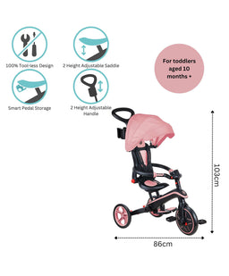 Plum Play Globber Explorer Foldable 4-in-1 Trike - Pastel Pink