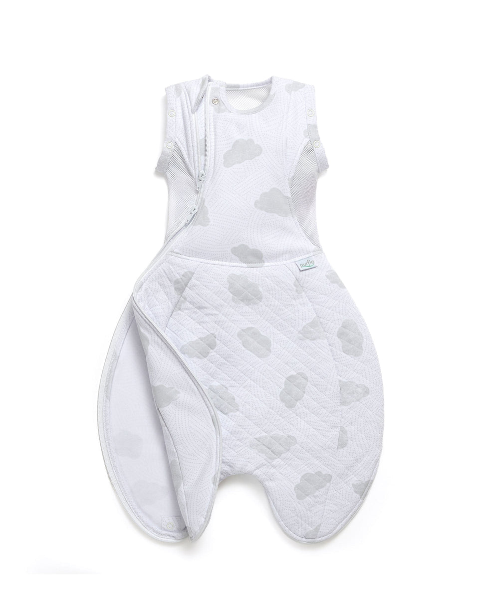 Purflo Purflo Swaddle to Sleep Bag 0-4 Months (2.5 Tog) - Cotton Clouds