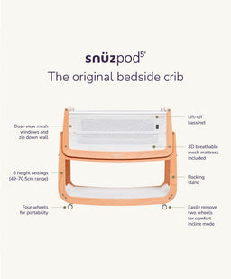 Snuz Bedside Sleeping SnuzPod 5 Bedside Crib - Pebble