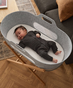 Snuz Moses Baskets SnuzBaskit Light Grey Moses Basket & Natural Stand - Light Grey/ Natural