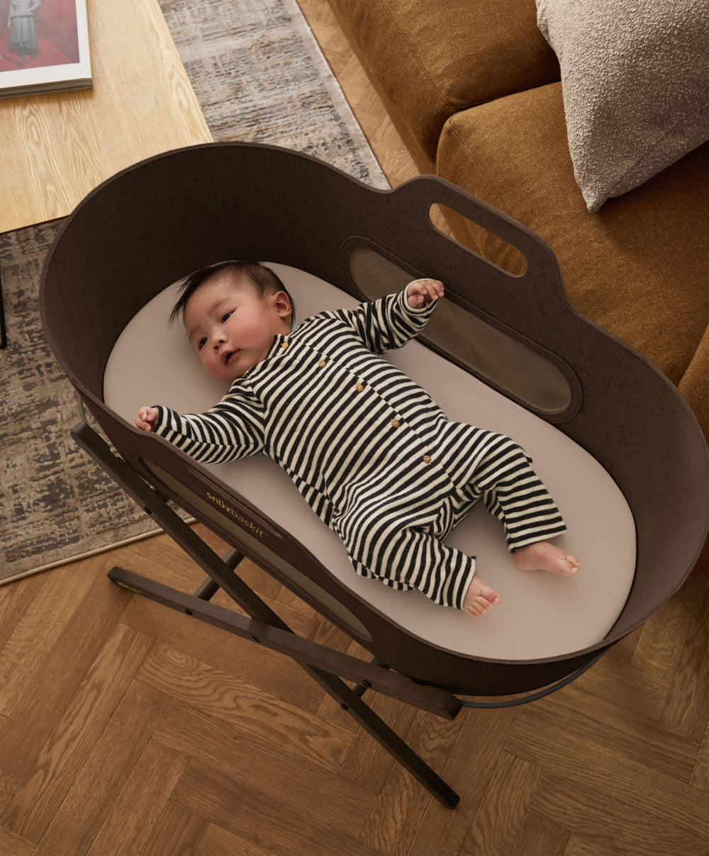 Snuz Moses Baskets SnuzBaskit Moses Basket &amp; Stand - Chocolate/ Ebony
