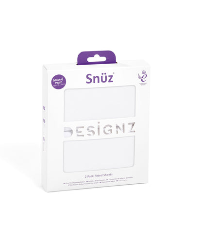 Snuz Sheets Snuz Moses Basket/Pram 2 Pack Fitted Sheets - White