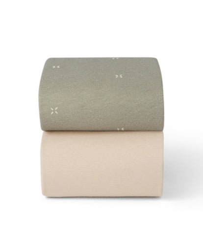 Snuz Snüz Twin Pack Cot & Cotbed Sheets - Sage Cross