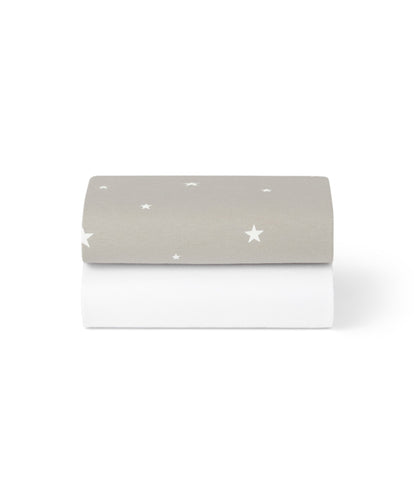 Snuz Snüz Twin Pack Crib Sheets - Grey Star