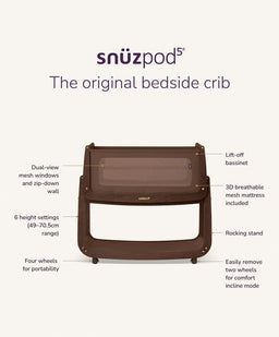 Snuz SnuzPod 5 Bedside Crib - Ebony