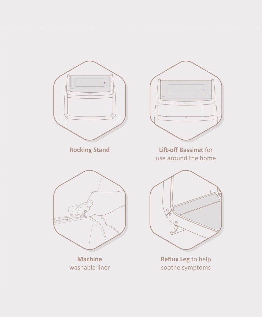 Snuz Snuzpod4 Bedside Crib - Silver Birch