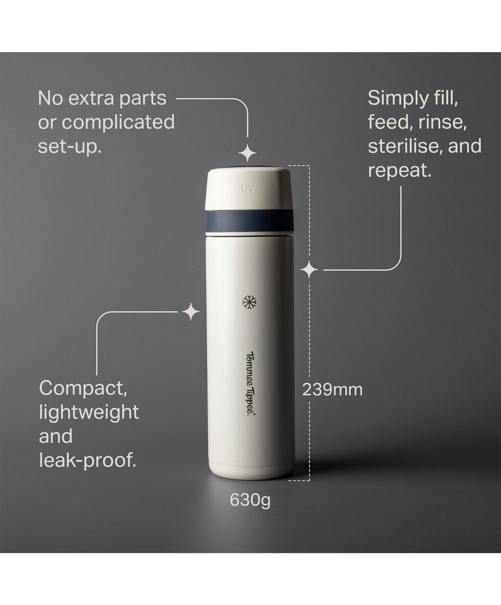 Tommee Tippee Bottle Feeding Tommee Tippee PrepGo Portable 2-in-1 Formula Feed Maker with Built-in UV Steriliser - white