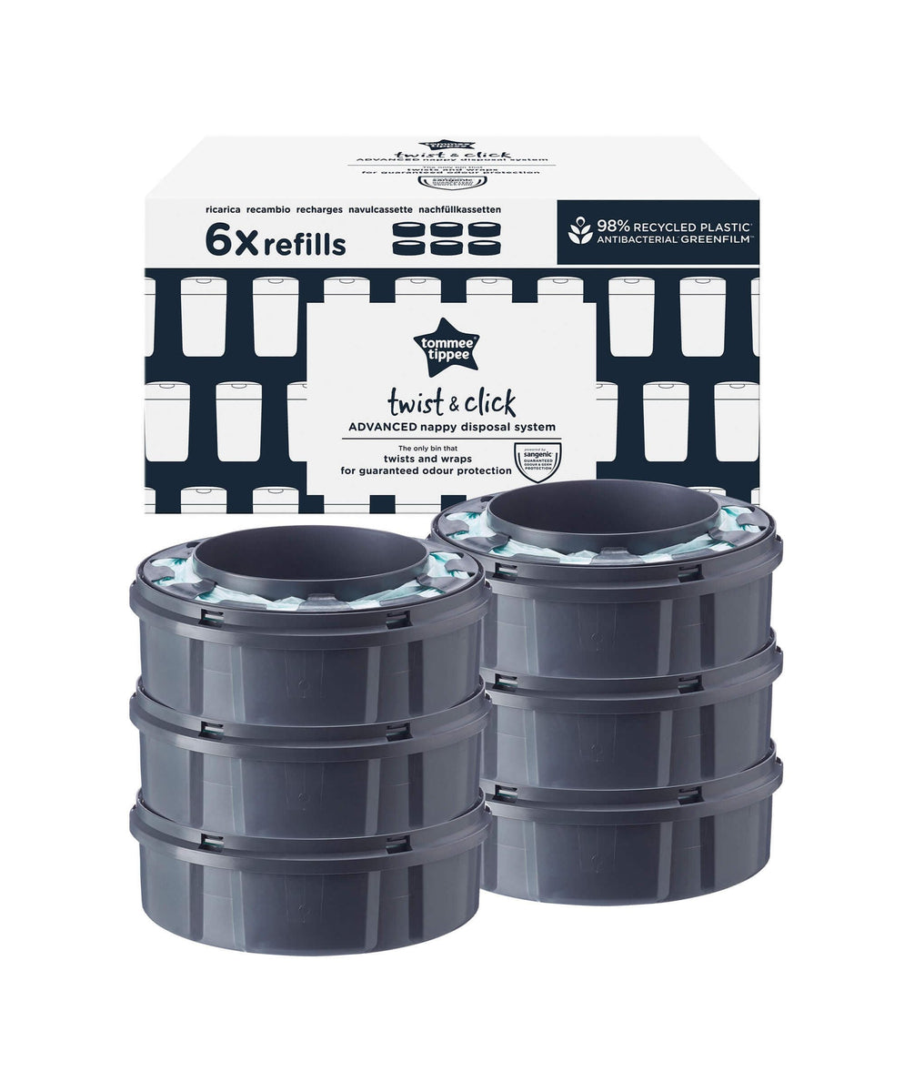 Tommee Tippee Twist & Click Advanced Nappy Bin Refill Cassettes (6 pac