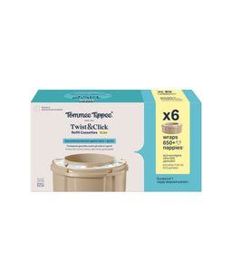 Tommee Tippee Nappy Bins Tommee Tippee Twist & Click Nappy Bin Refill Cassettes (6 pack)