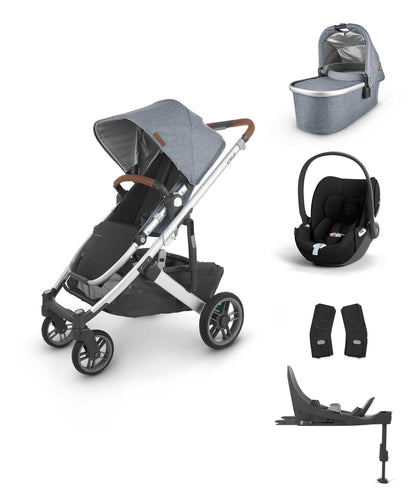 Uppababy Pushchairs IRL Uppababy Cruz V2 Pushchair Bundle with Cybex Cloud T Car Seat and Base in Gregory