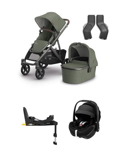 Uppababy Pushchairs UPPAbaby Vista V3 Stroller & Carrycot Bundle with Maxi-Cosi Pebble 360 Pro² Car Seat & Base (5 Pieces) – Evelyn