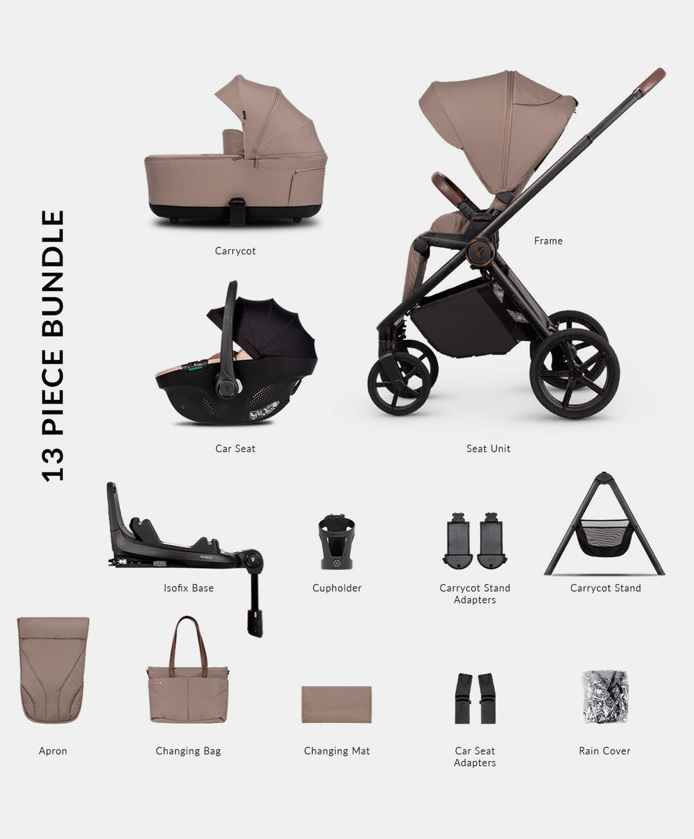 Venicci Pushchairs Claro 2 4in1 Ultimate Pushchair Bundle (13 Pieces) - Almond