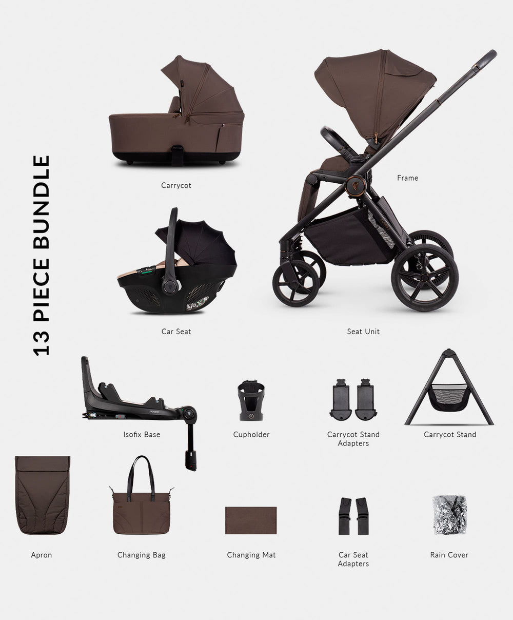 Venicci Pushchairs Claro 2 4in1 Ultimate Pushchair Bundle (13 Pieces) - Chocolate