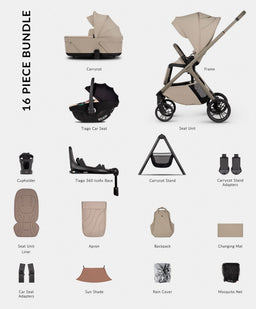 Venicci Pushchairs Tila 4in1 Ultimate Pushchair Bundle (16 Pieces) - Latte