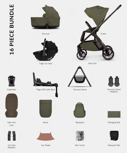 Venicci Pushchairs Tila 4in1 Ultimate Pushchair Bundle (16 Pieces) - Olive
