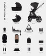 Venicci Pushchairs Upline 3 4in1 Plus Ultimate Pushchair Bundle (16 Pieces) - Onyx