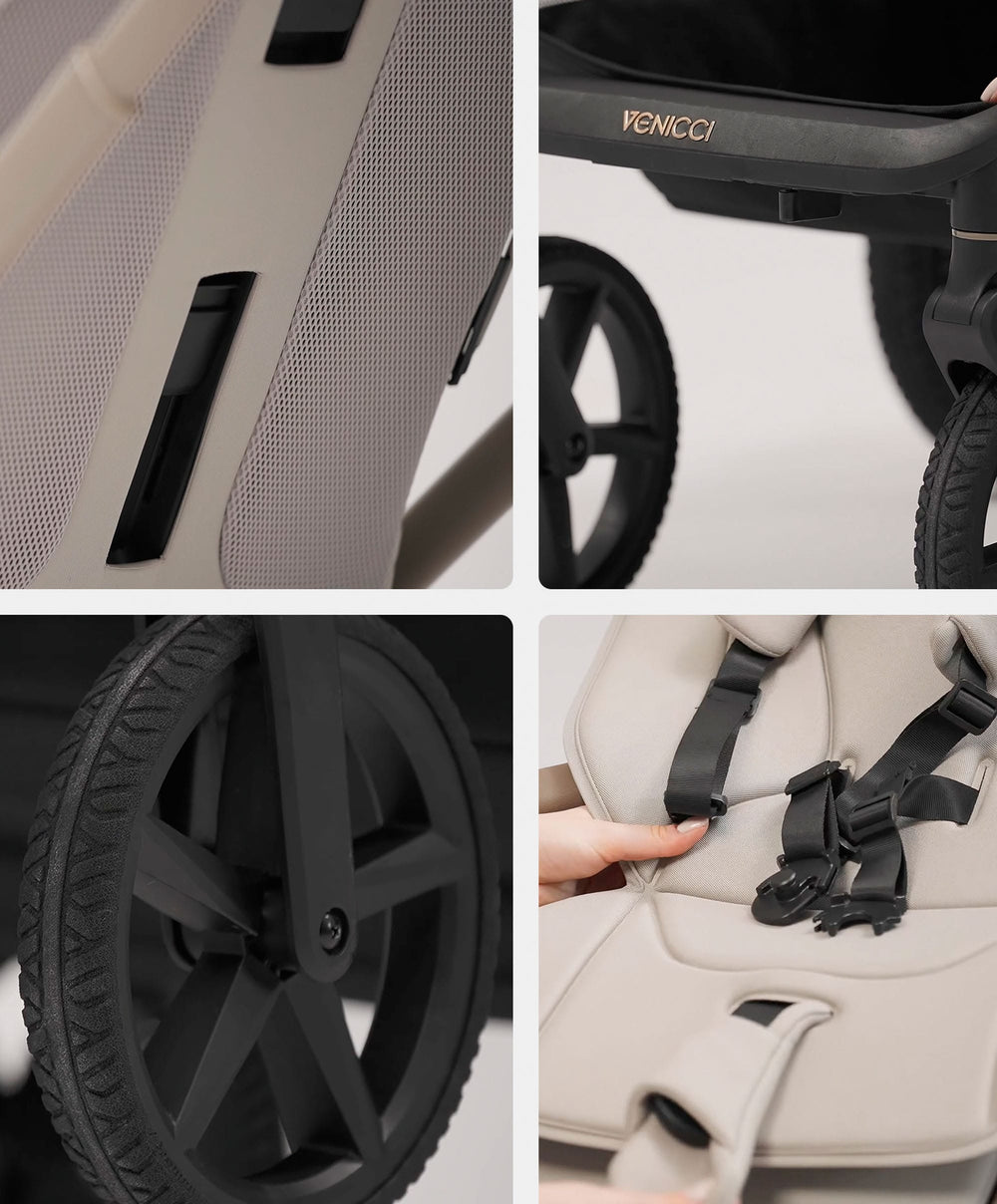 Venicci Pushchairs Upline 3 4in1 Plus Ultimate Pushchair Bundle (16 Pieces) - Sand
