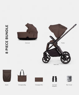 Venicci Pushchairs Venicci Claro 2in1 Essential Pushchair Bundle (8 Pieces) - Chocolate