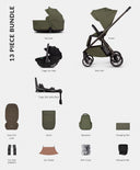 Venicci Pushchairs Venicci Tila Pushchair 4in1 Pushchair Bundle (13 piece) - Olive