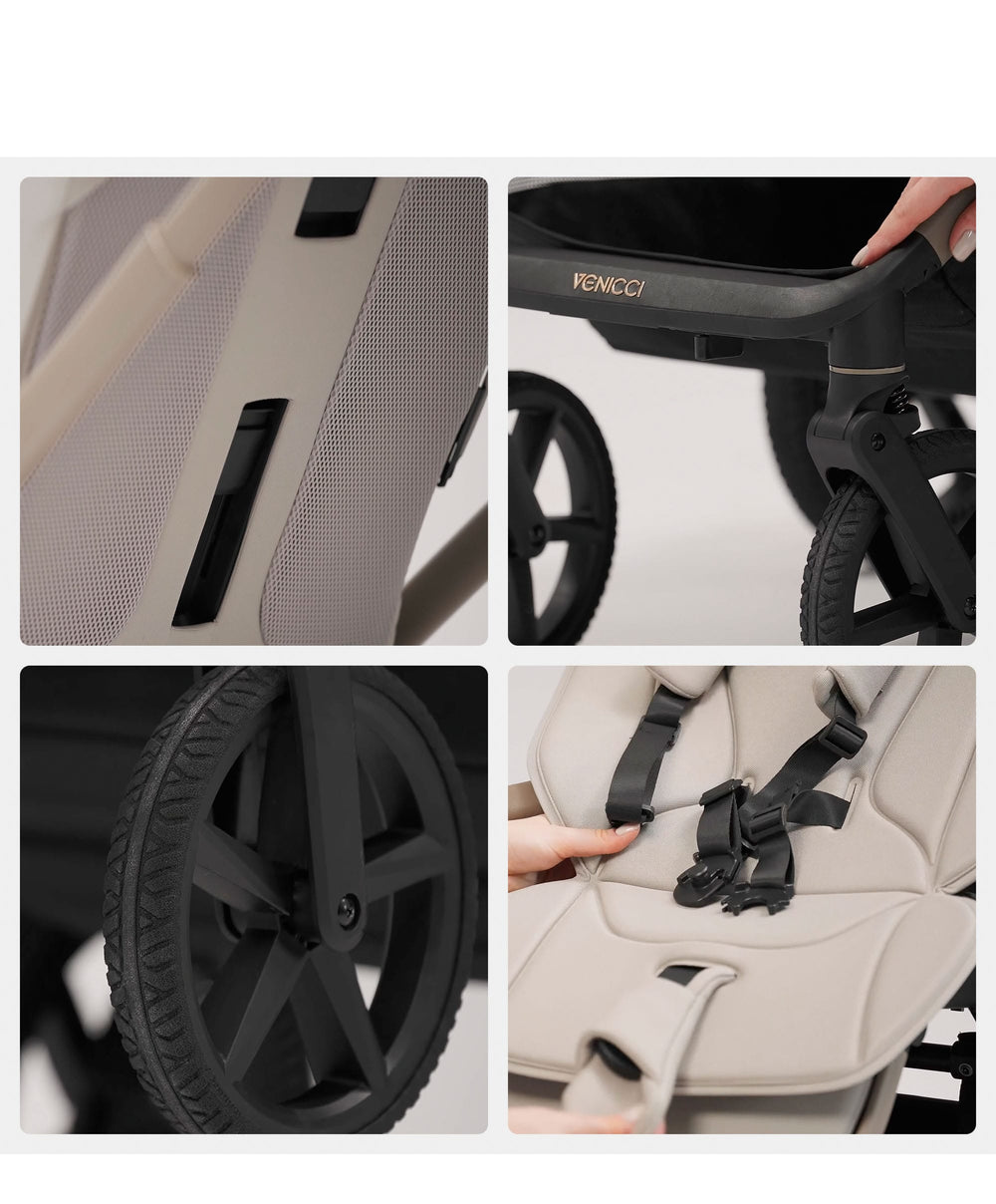 Venicci Pushchairs Venicci Upline 3 4in1 Pushchair Bundle With Tiago 2 Car Seat (13 Pieces) - Onyx