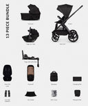 Venicci Pushchairs Venicci Upline 3 4in1 Pushchair Bundle With Tiago 2 Car Seat (13 Pieces) - Onyx
