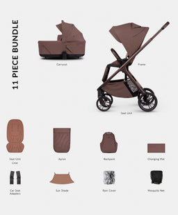 Venicci Tila 2in1 Essential Pushchair Bundle (11 Pieces) - Noce