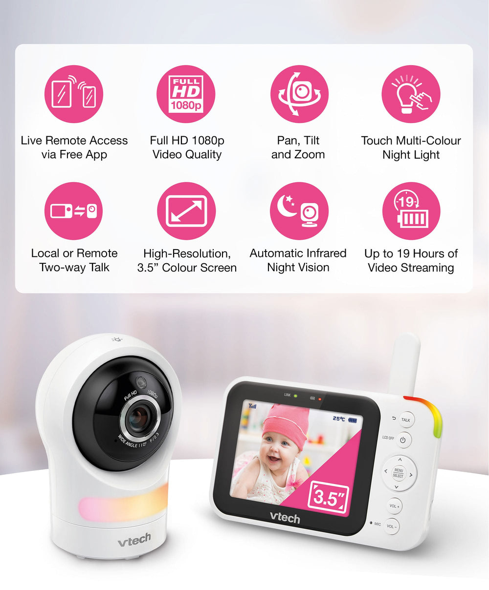 VTech Baby Monitors VTech RM4761 5inch Smart Wi-Fi 1080p Pan &amp; Tilt Monitor - White