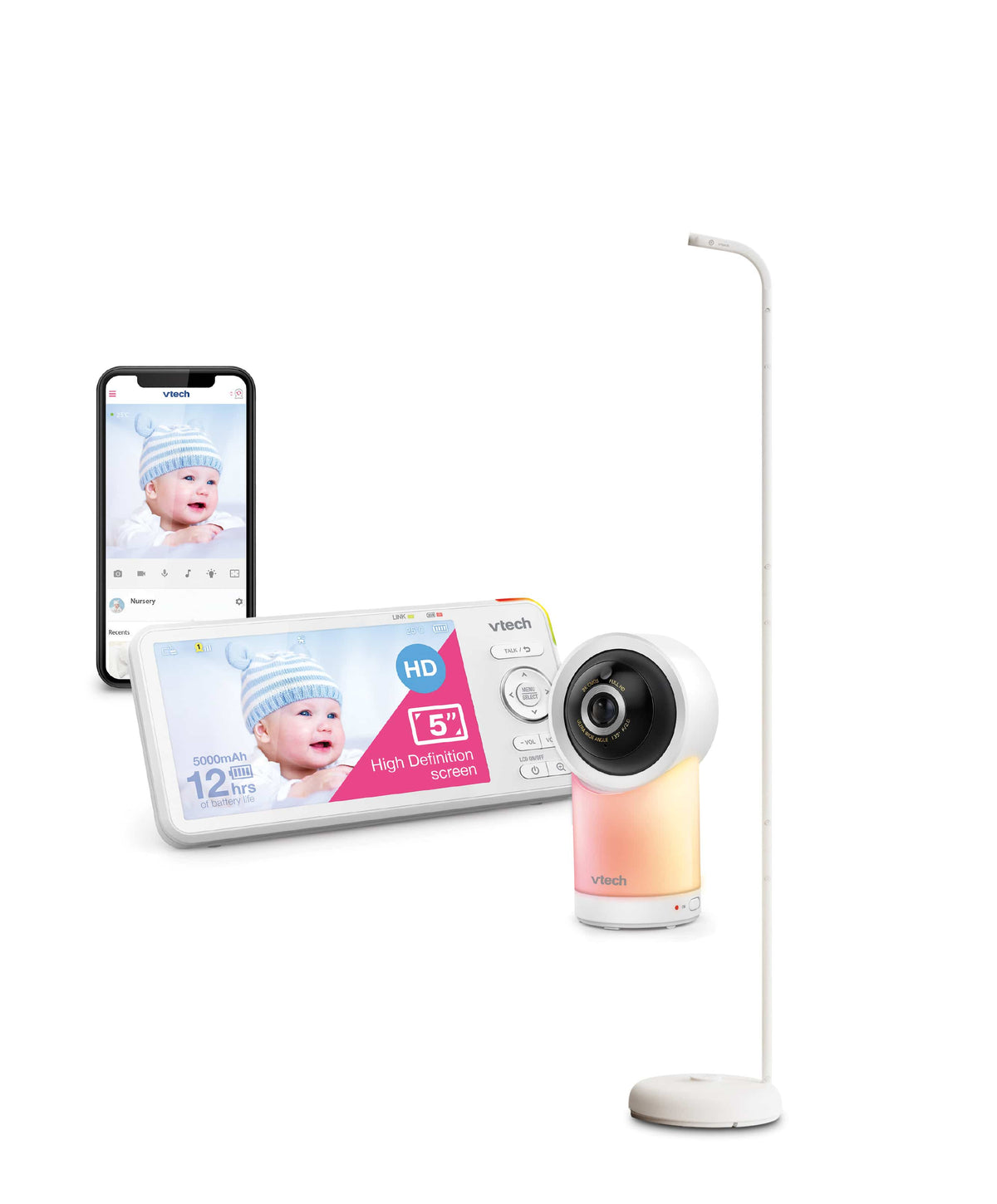 VTech Baby Monitors VTech RM5766HD Smart Video Baby Monitor & Camera Floorstand - White