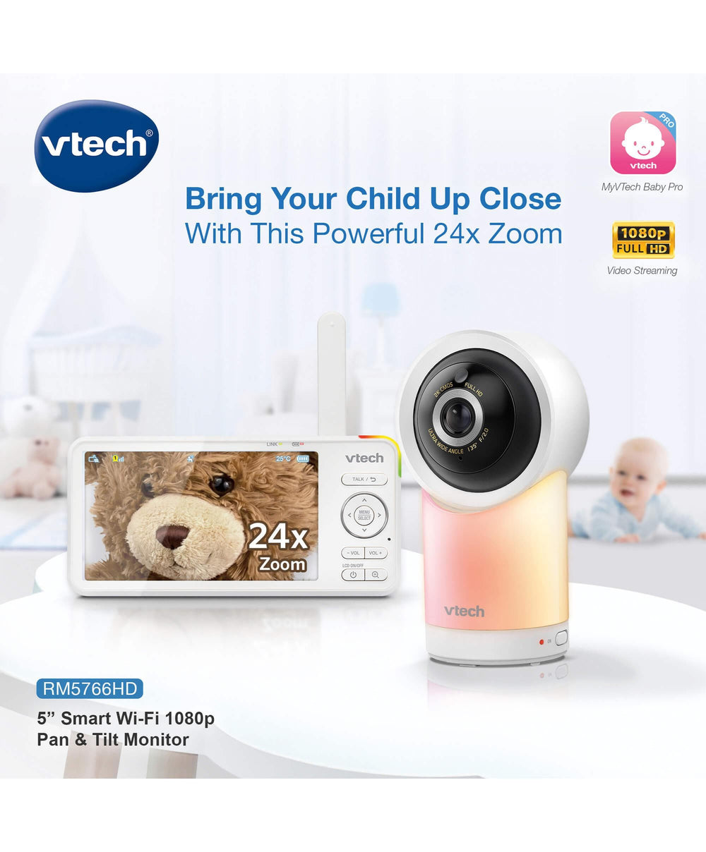 VTech Baby Monitors VTech RM5766HD Smart Video Baby Monitor &amp; Camera Floorstand - White