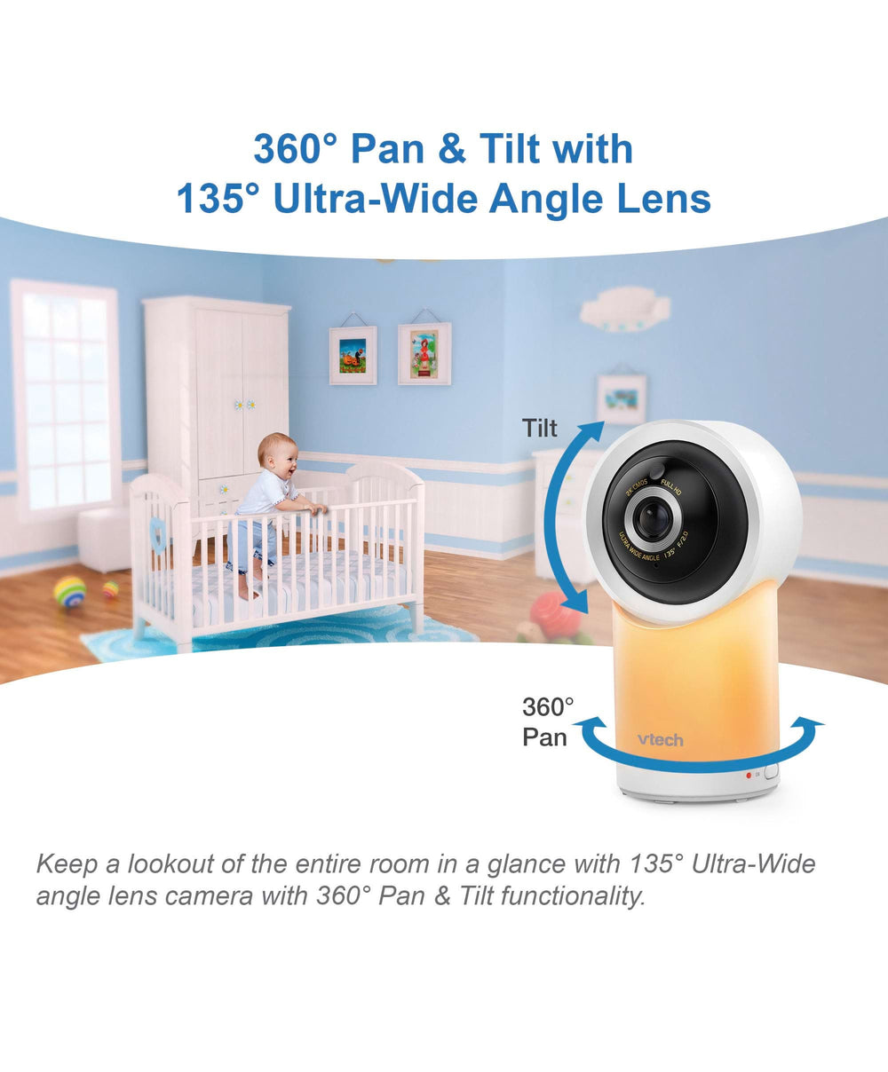 VTech Baby Monitors VTech RM7766HD 7inch Smart Pan &amp; Tilt Baby Monitor &amp; Camera Floorstand - White