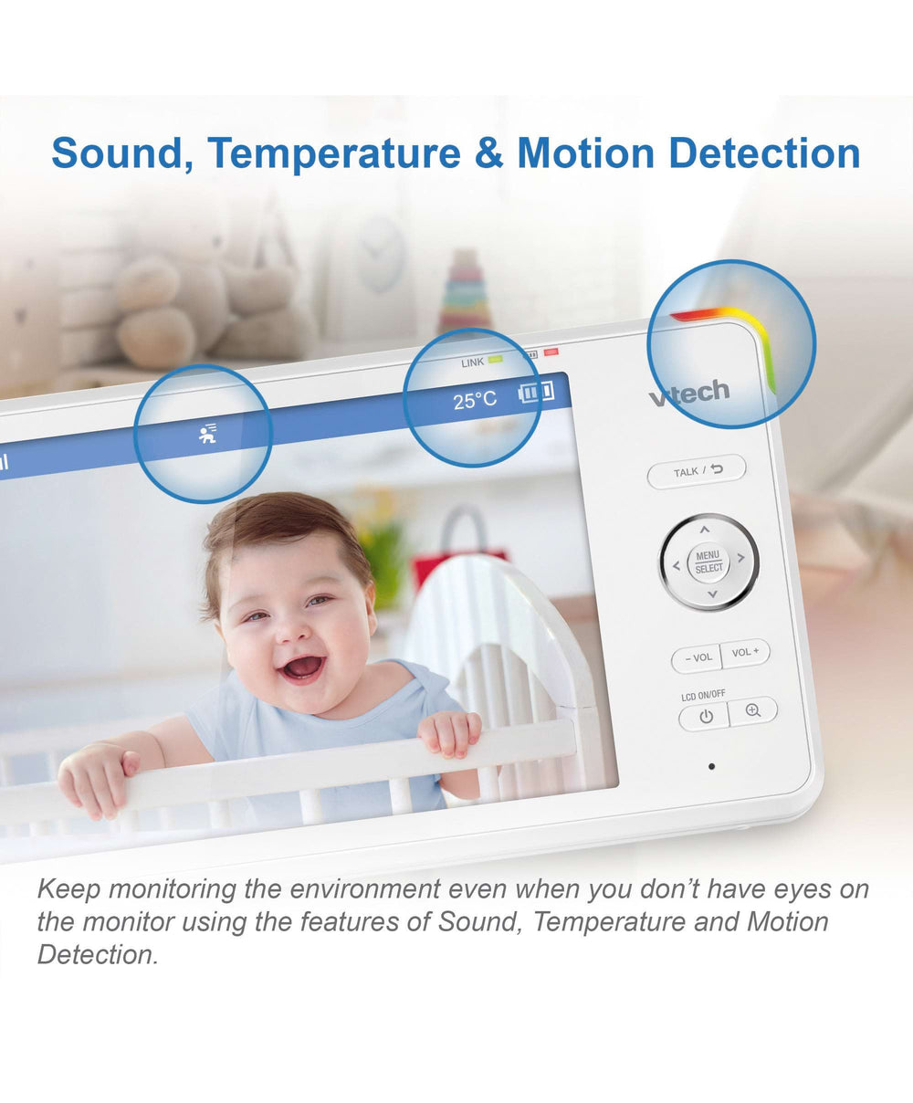 VTech Baby Monitors VTech RM7766HD 7inch Smart Pan &amp; Tilt Baby Monitor &amp; Camera Floorstand - White