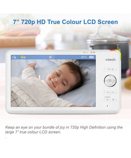 VTech Baby Monitors VTech RM7766HD 7inch Smart Pan & Tilt Baby Monitor & Camera Floorstand - White