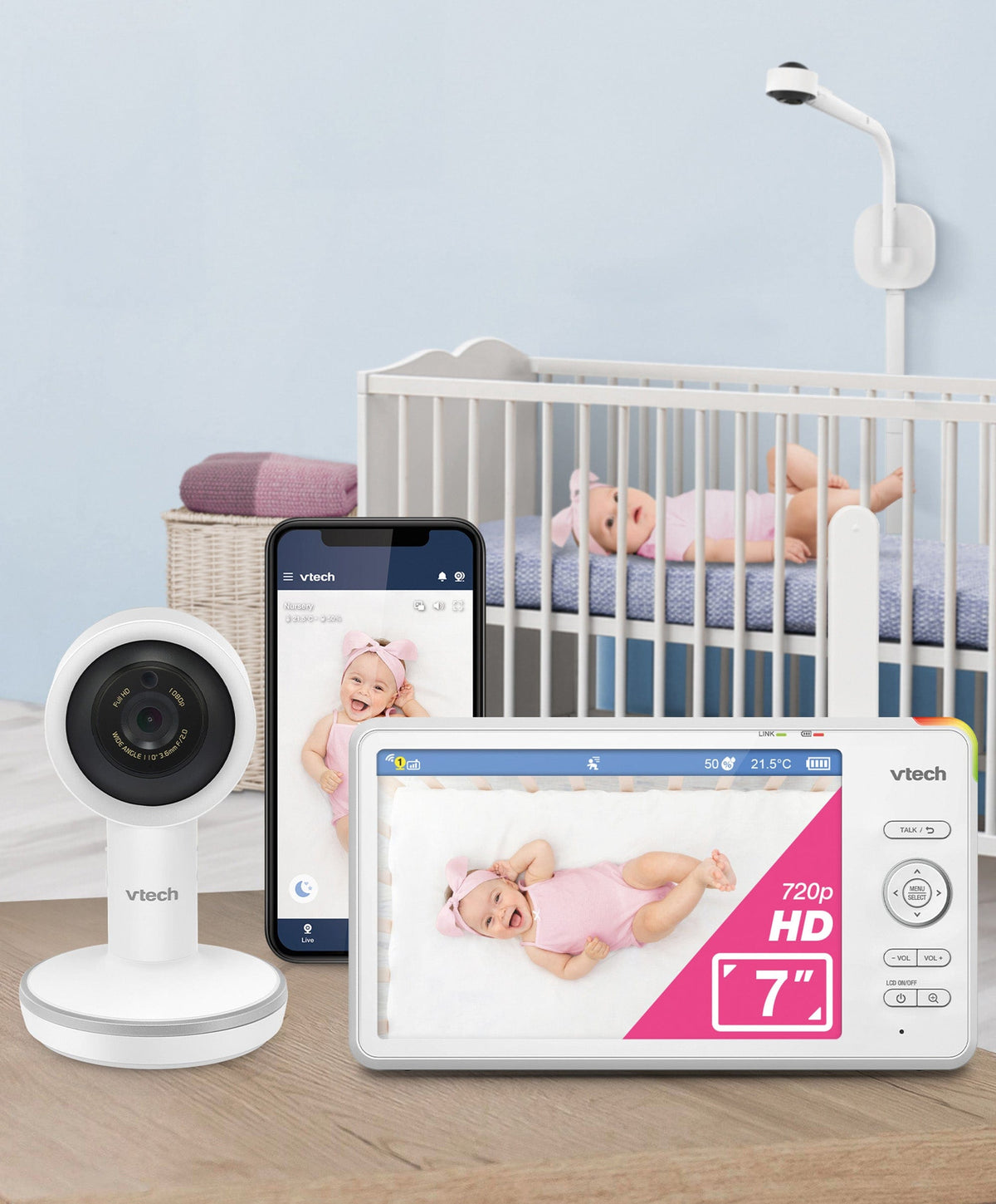 VTech Baby Monitors VTech RM7787HD 7” Over-The-Cot Smart Monitor