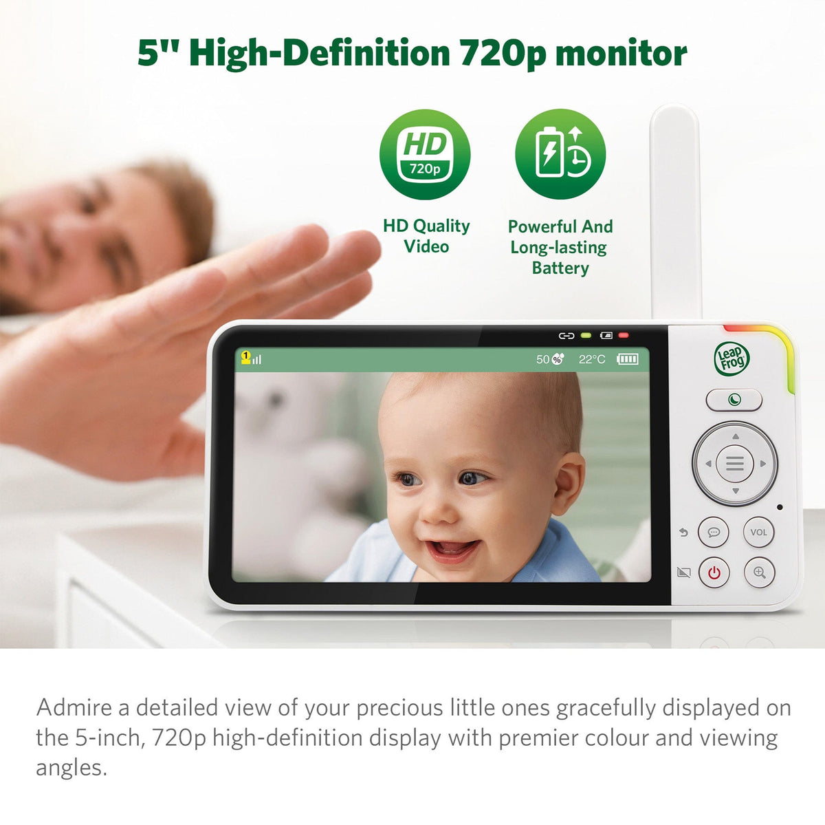 LeapFrog LF915HD 5" Video Baby Monitor with Colour Night Vision Whit