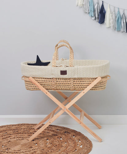 Little Green Sheep Accessories Little Green Sheep Moses Basket & Stand - Linen / Natural