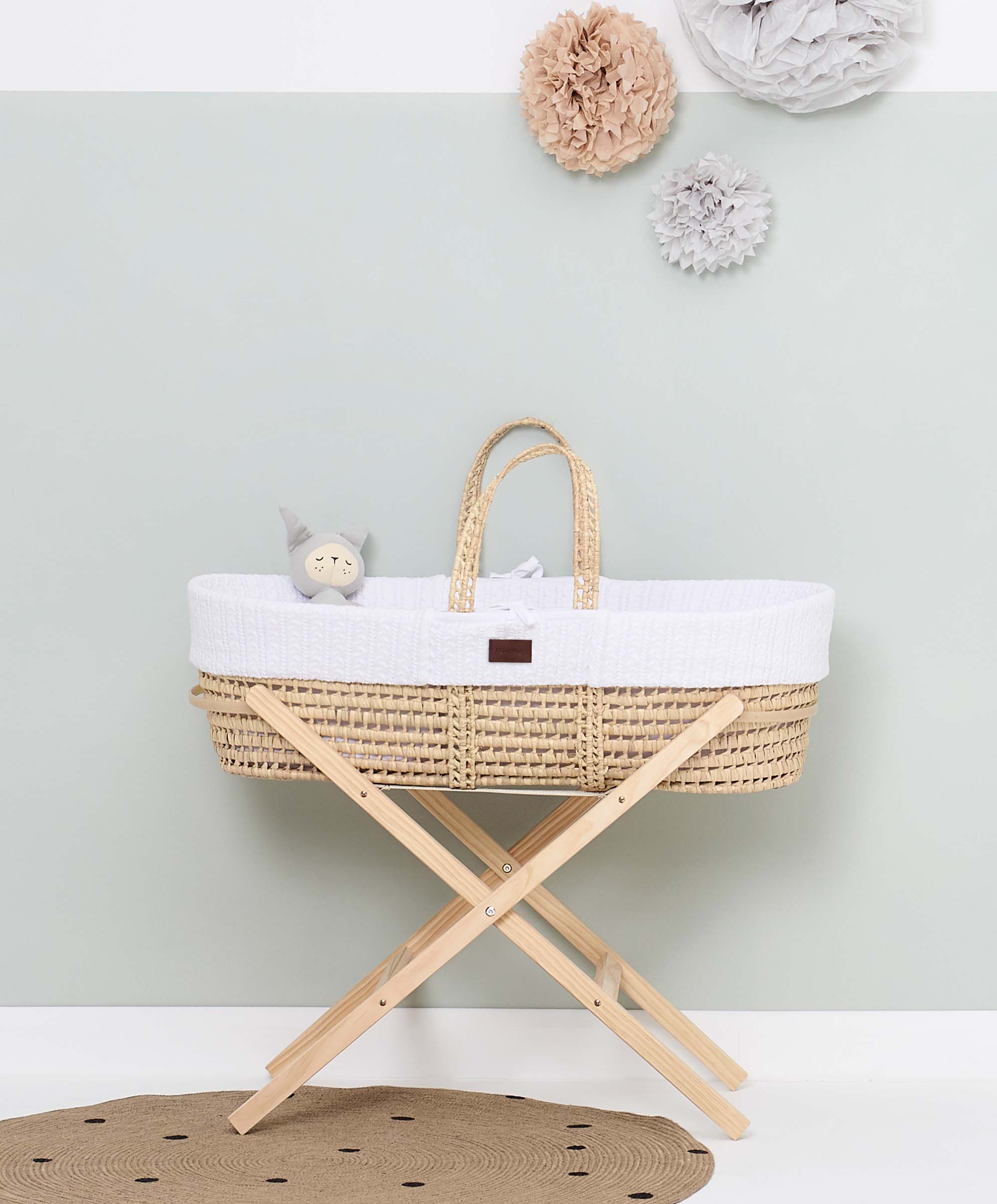 Little Green Sheep Moses Basket Stand White Natural – Mamas