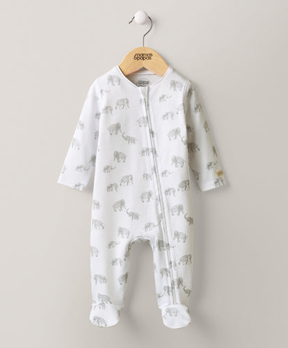 Mamas & Papas All-in-Ones & Bodysuits Elephant Print All-in-One with Zip