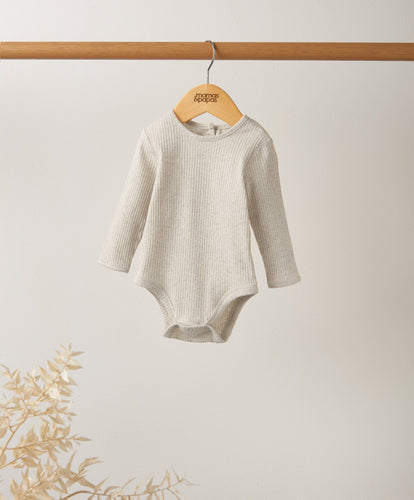 Mamas & Papas All-in-Ones & Bodysuits Organic Cotton Ribbed Bodysuit - Oatmeal